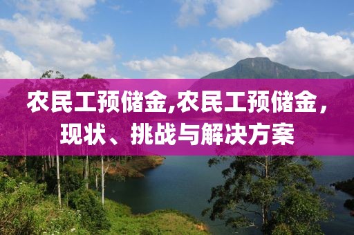 农民工预储金,农民工预储金，现状、挑战与解决方案