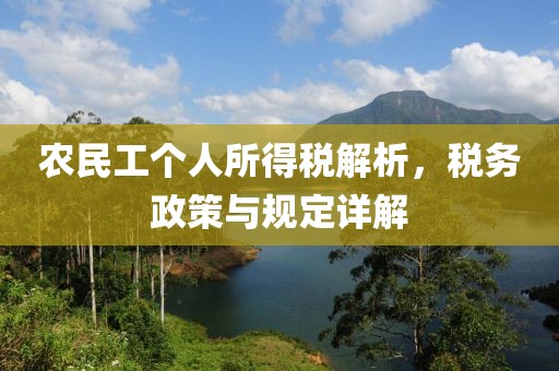 农民工个人所得税解析，税务政策与规定详解