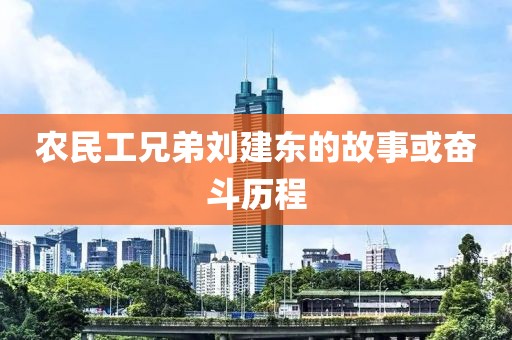 农民工兄弟刘建东的故事或奋斗历程